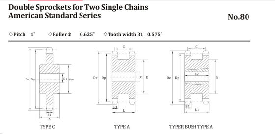 ANSI/DIN Double Pitch Chain Sprockets Blacken Surface Finish For Agricultural Machinery