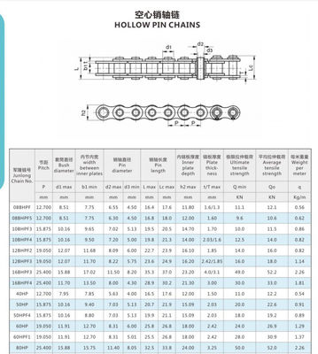 Carbon Steel Standard Roller Chain , Hollow Pin Chain C2080HP For Conveyor