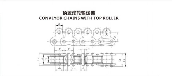 40-1 Pitch Transmission Roller Chain 12.7 Short Pitch With Top Roller