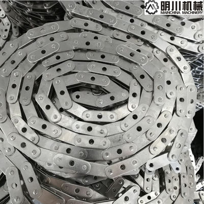 Silver Double Roller Chain , C2050 Stainless Steel Conveyor Chain With A Hole