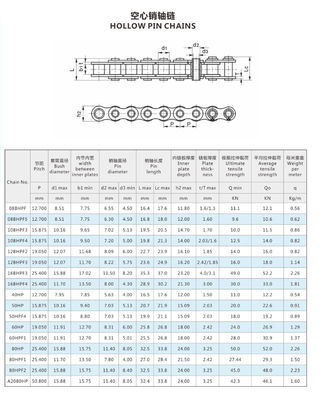 40mn Hollow Pin Transmission Roller Chain With High Tensile Strength