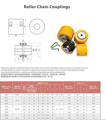 45C Material Flexible Shaft Coupling , Chain Link Coupler With Two Sprockets