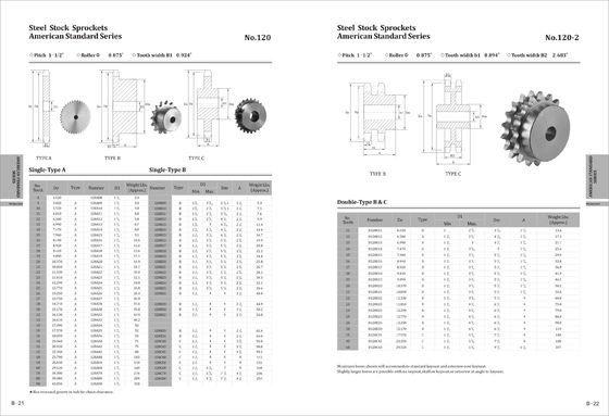 40 - 55HRC 45C Ball Bearing Idler Sprocket / Ansi Roller Chain Sprockets 120B60